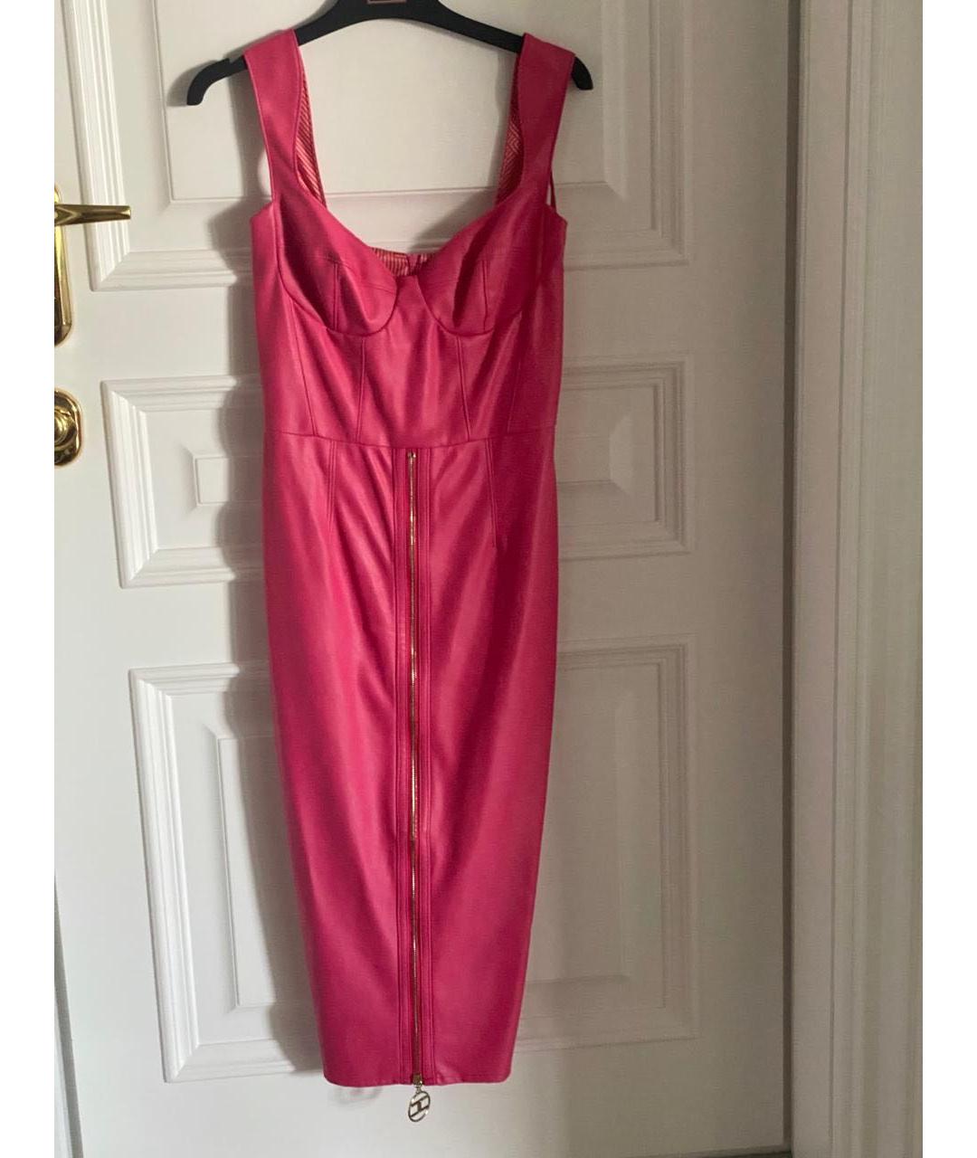ELISABETTA FRANCHI Розовое полиэстеровое коктейльное платье, фото 9
