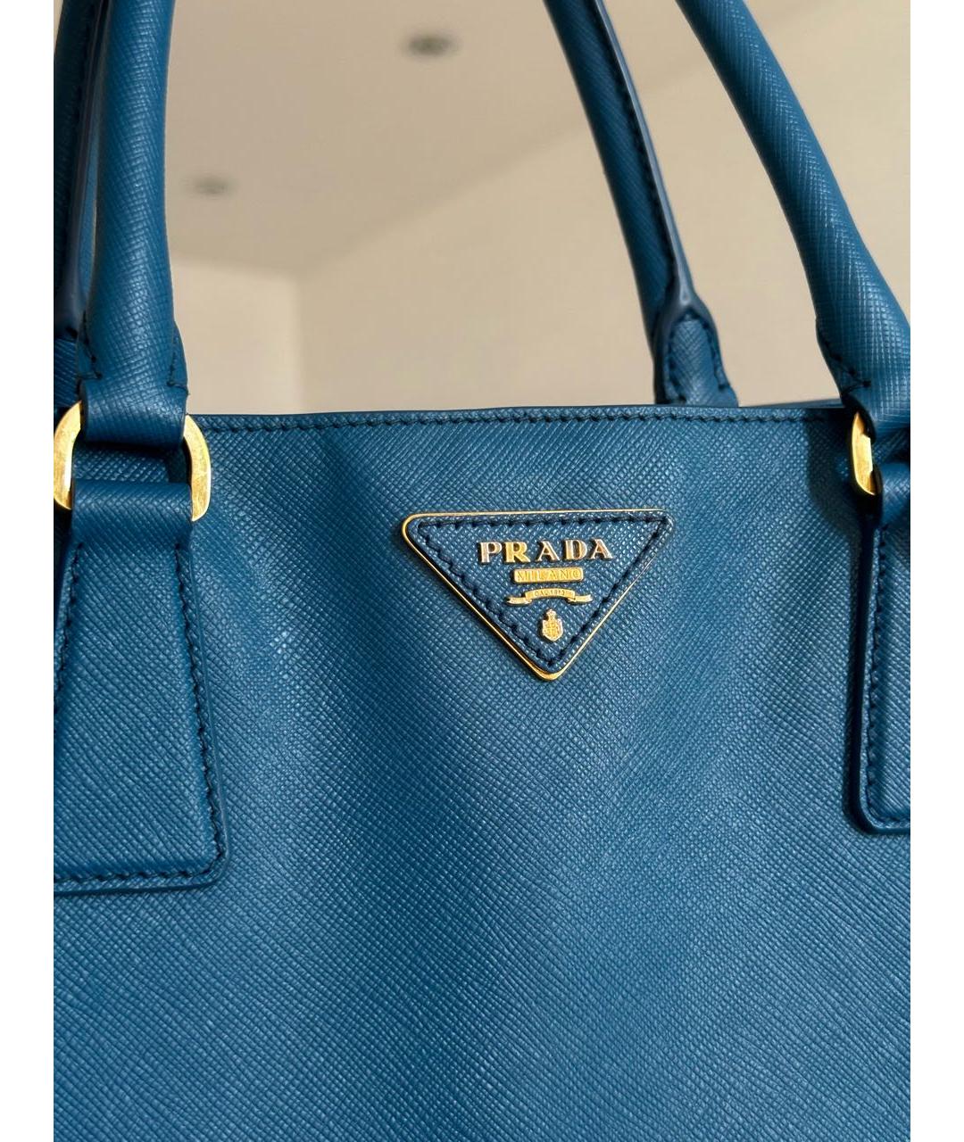 PRADA Синяя кожаная сумка с короткими ручками, фото 4