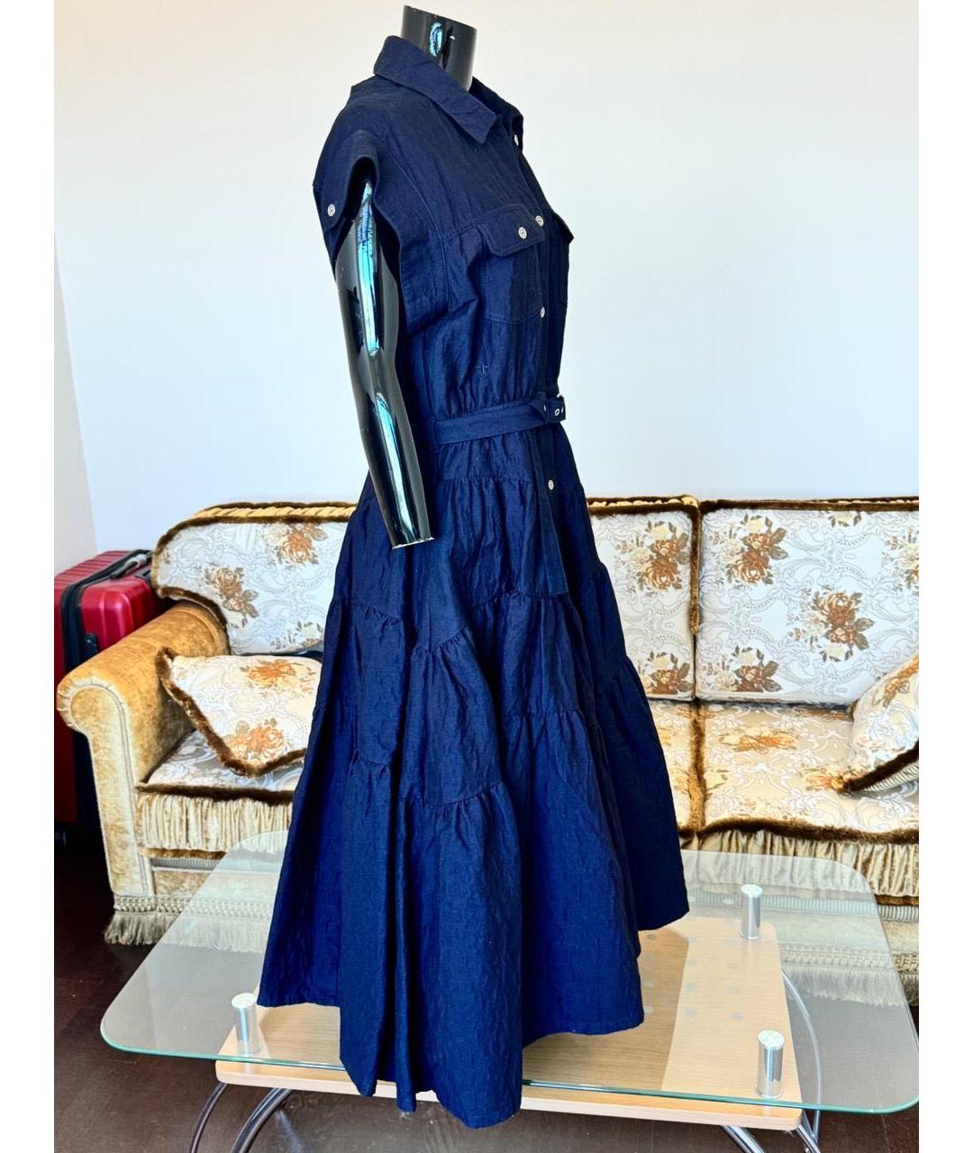 CHRISTIAN DIOR PRE-OWNED Синее хлопко-эластановое коктейльное платье, фото 3