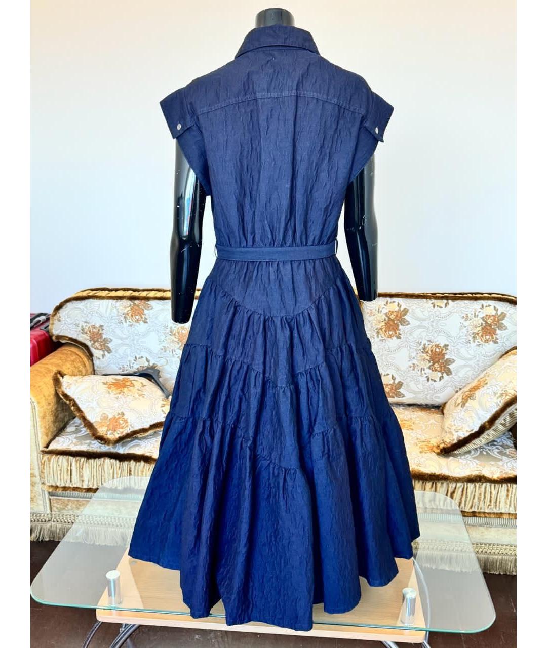 CHRISTIAN DIOR PRE-OWNED Синее хлопко-эластановое коктейльное платье, фото 2