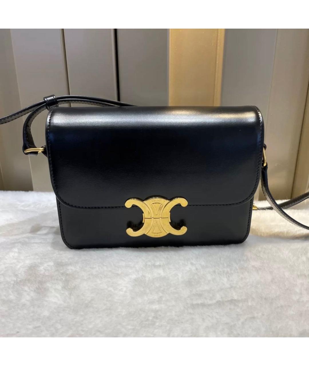 CELINE PRE-OWNED Черная кожаная сумка через плечо, фото 9