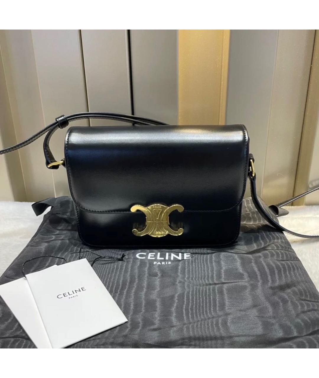 CELINE PRE-OWNED Черная кожаная сумка через плечо, фото 2