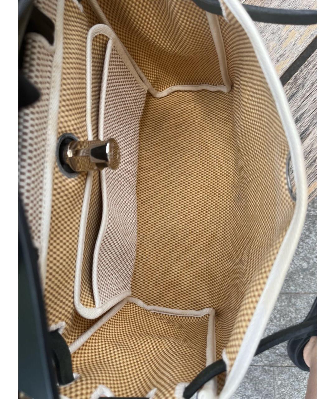 HERMES PRE-OWNED Бежевая тканевая сумка с короткими ручками, фото 3