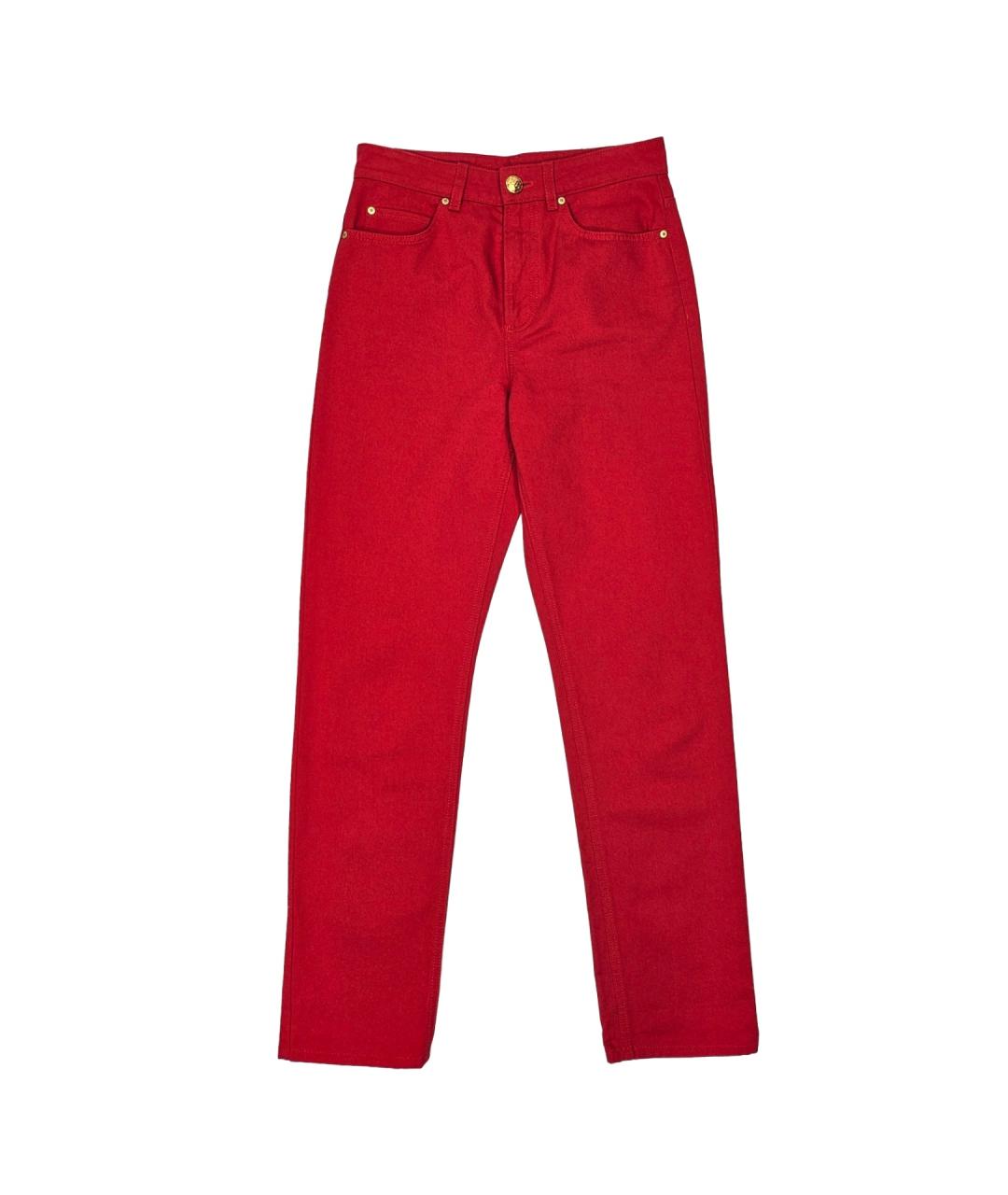 ESCADA Красные хлопковые прямые джинсы, фото 1