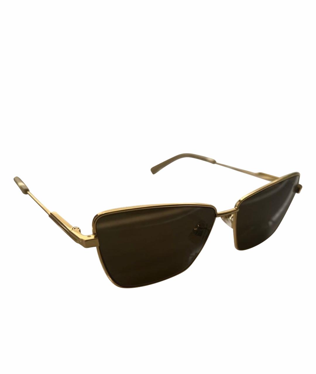 BOTTEGA VENETA Золотые металлические солнцезащитные очки, фото 1