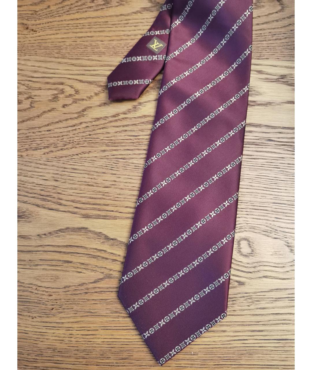LOUIS VUITTON PRE-OWNED Бордовый шелковый галстук, фото 2