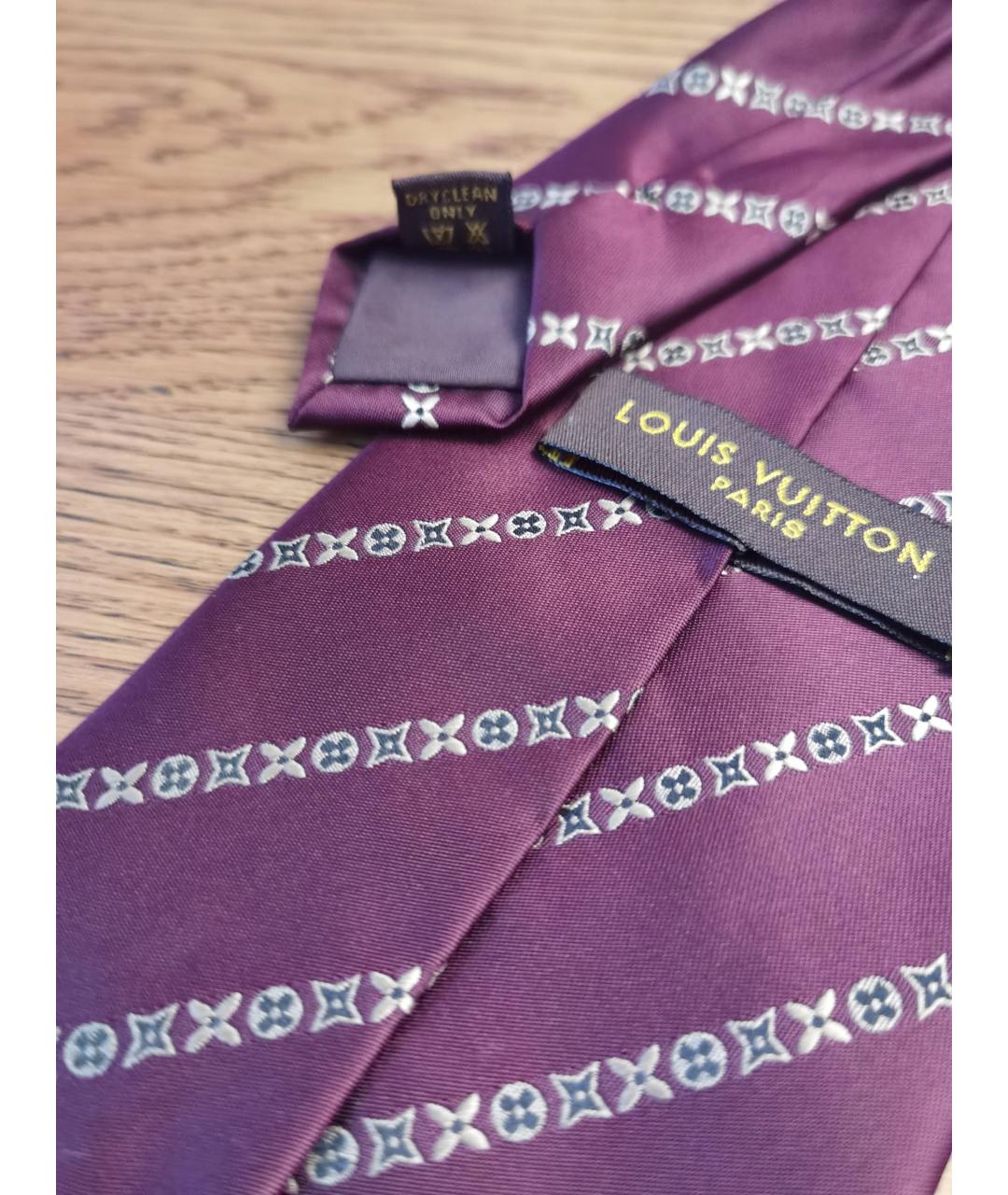 LOUIS VUITTON PRE-OWNED Бордовый шелковый галстук, фото 8
