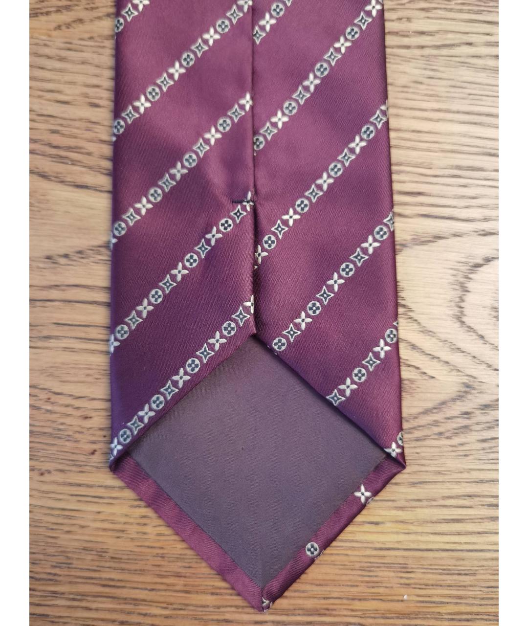 LOUIS VUITTON PRE-OWNED Бордовый шелковый галстук, фото 7