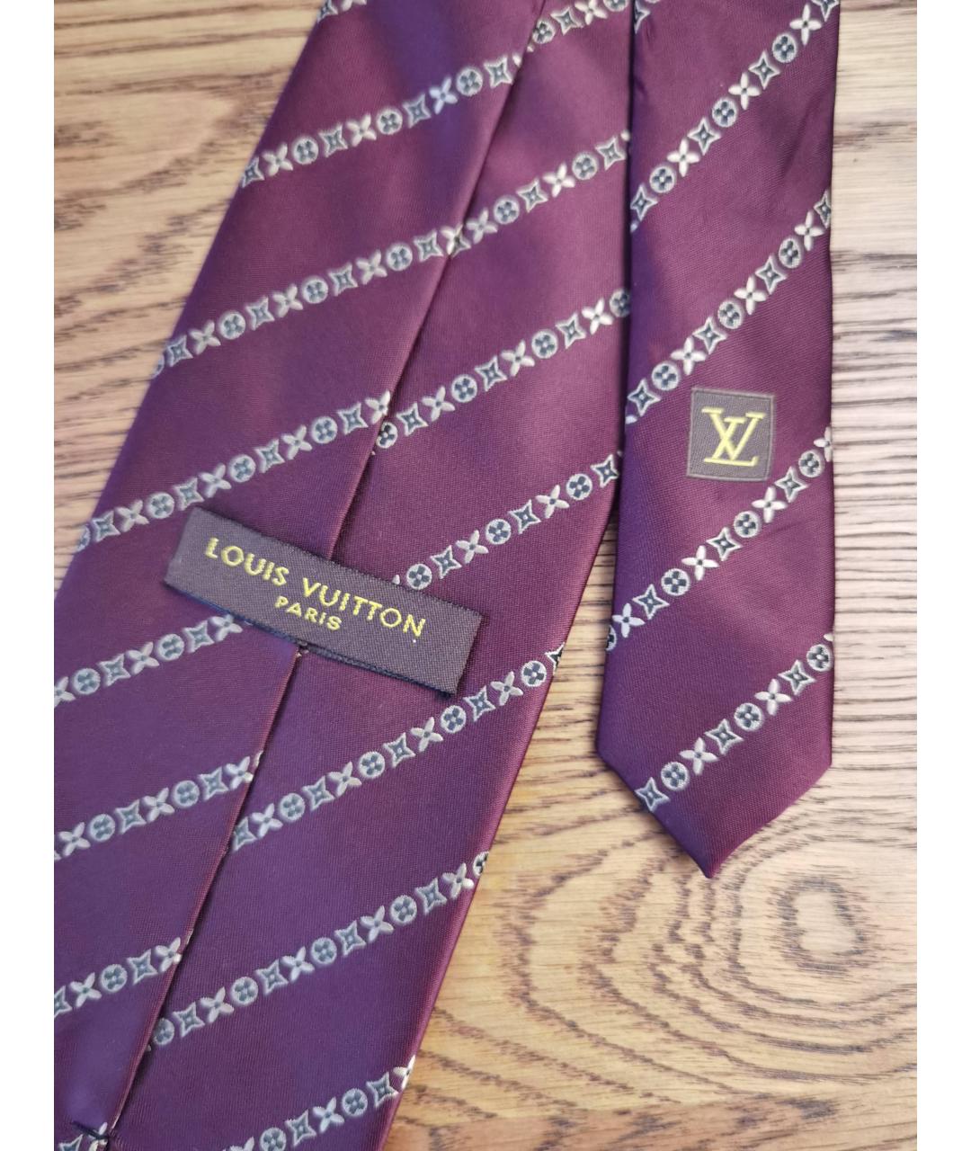 LOUIS VUITTON Бордовый шелковый галстук, фото 5