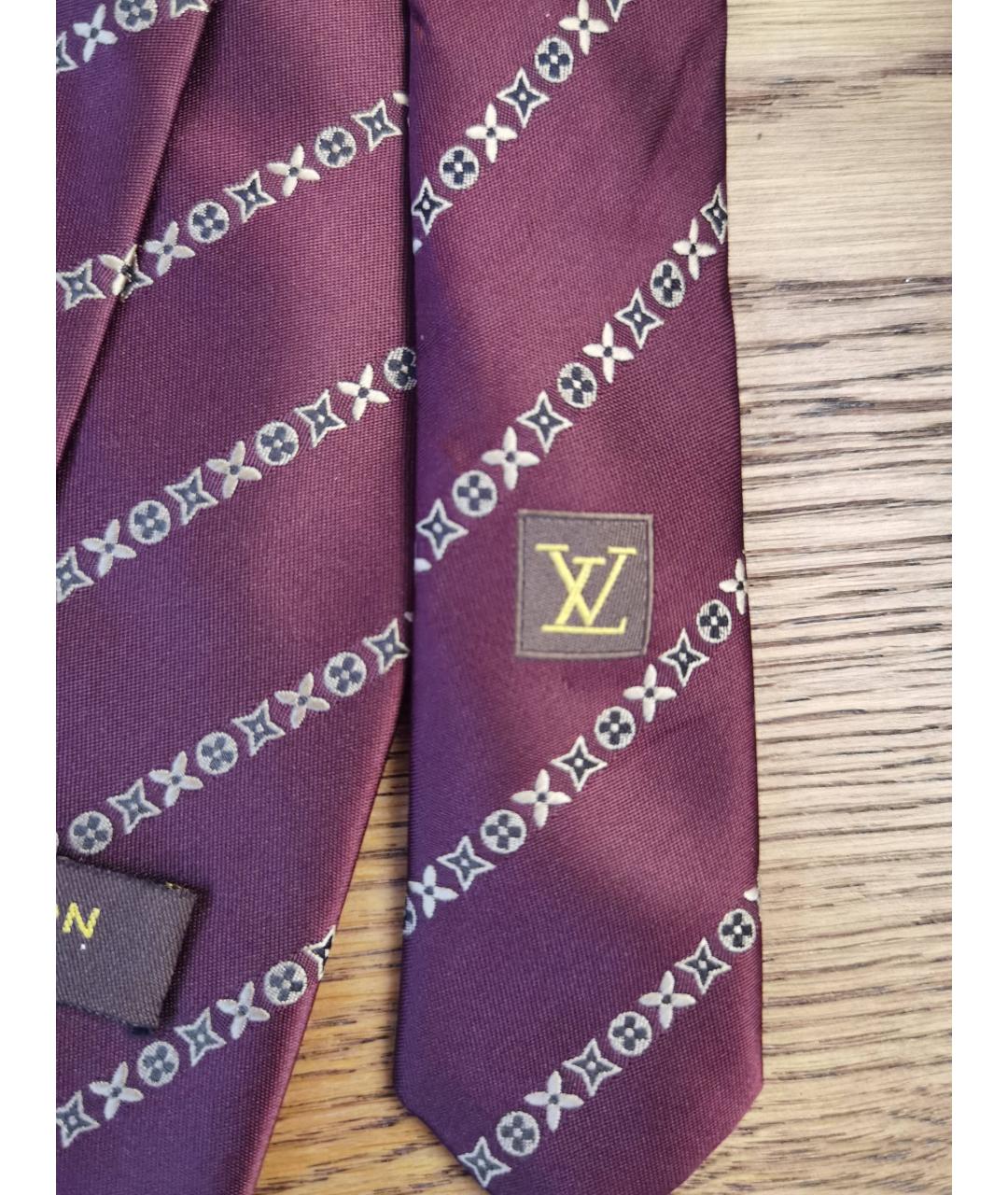 LOUIS VUITTON PRE-OWNED Бордовый шелковый галстук, фото 6