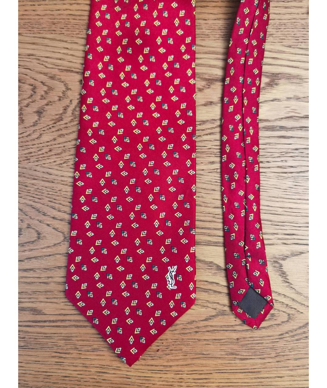 SAINT LAURENT Красный шелковый галстук, фото 3