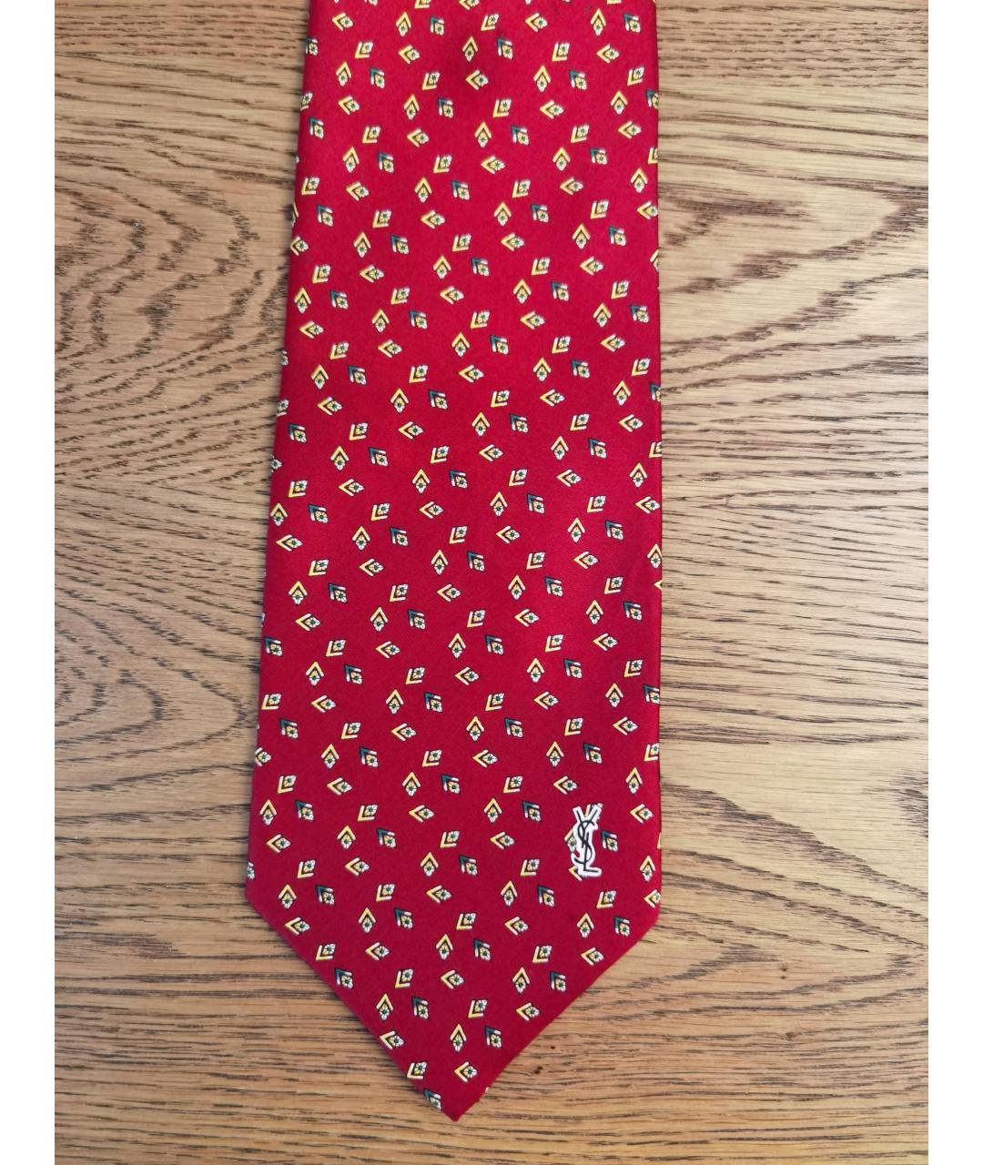 SAINT LAURENT Красный шелковый галстук, фото 2
