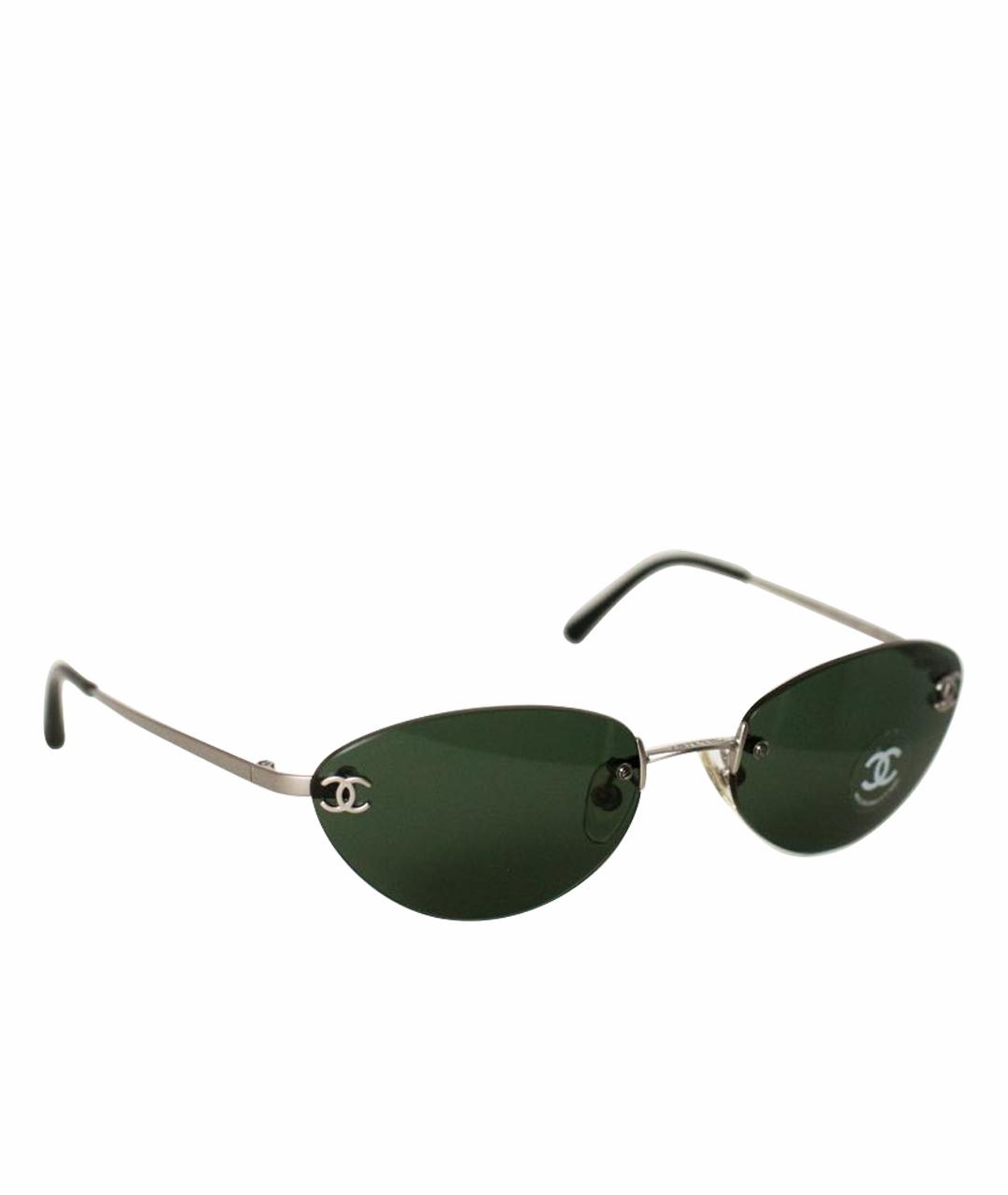 CHANEL PRE-OWNED Зеленые металлические солнцезащитные очки, фото 1