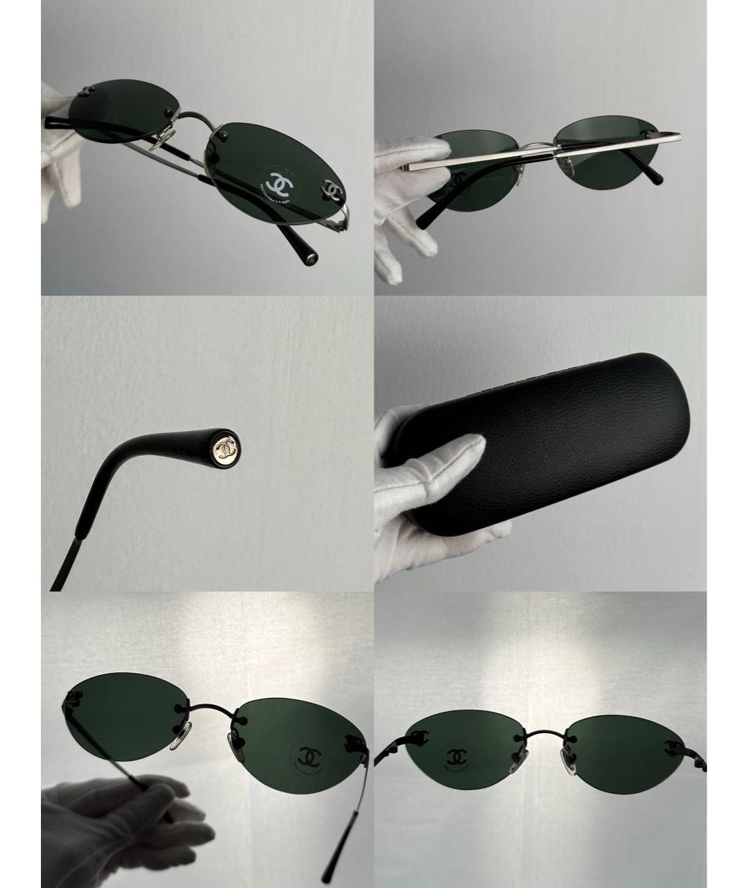 CHANEL PRE-OWNED Зеленые металлические солнцезащитные очки, фото 7