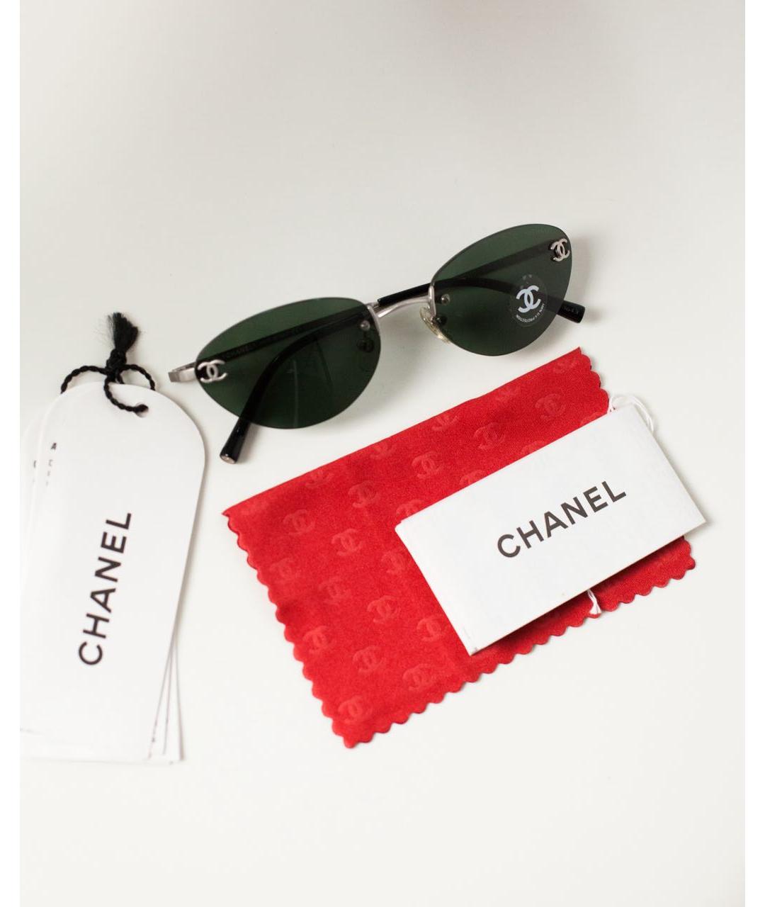 CHANEL PRE-OWNED Зеленые металлические солнцезащитные очки, фото 2