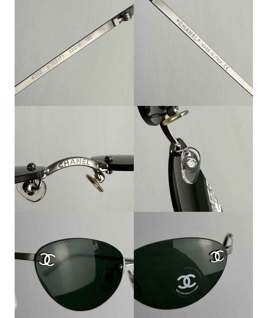CHANEL PRE-OWNED Зеленые металлические солнцезащитные очки, фото 6