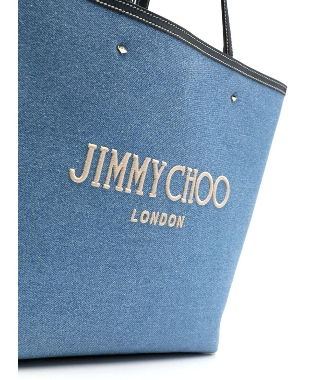 JIMMY CHOO Синяя тканевая сумка тоут, фото 4
