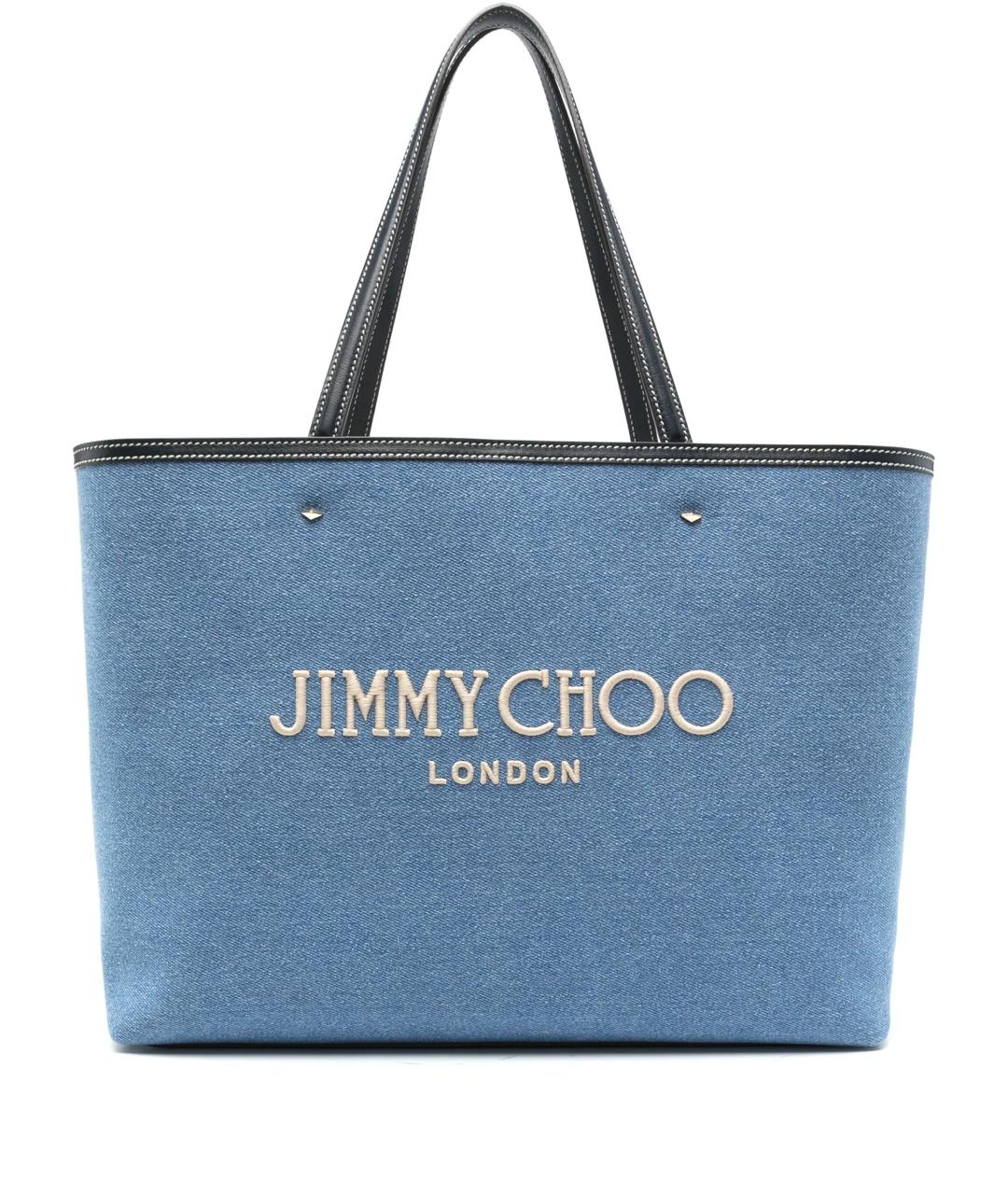 JIMMY CHOO Синяя тканевая сумка тоут, фото 1
