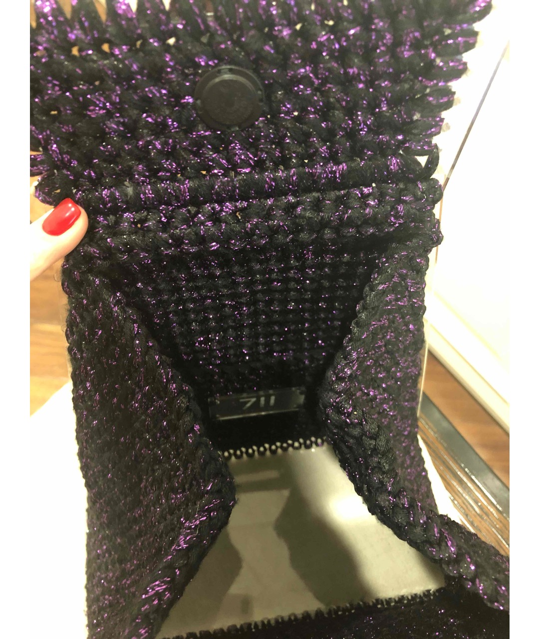 0711 Фиолетовая пелетеная сумка тоут, фото 4