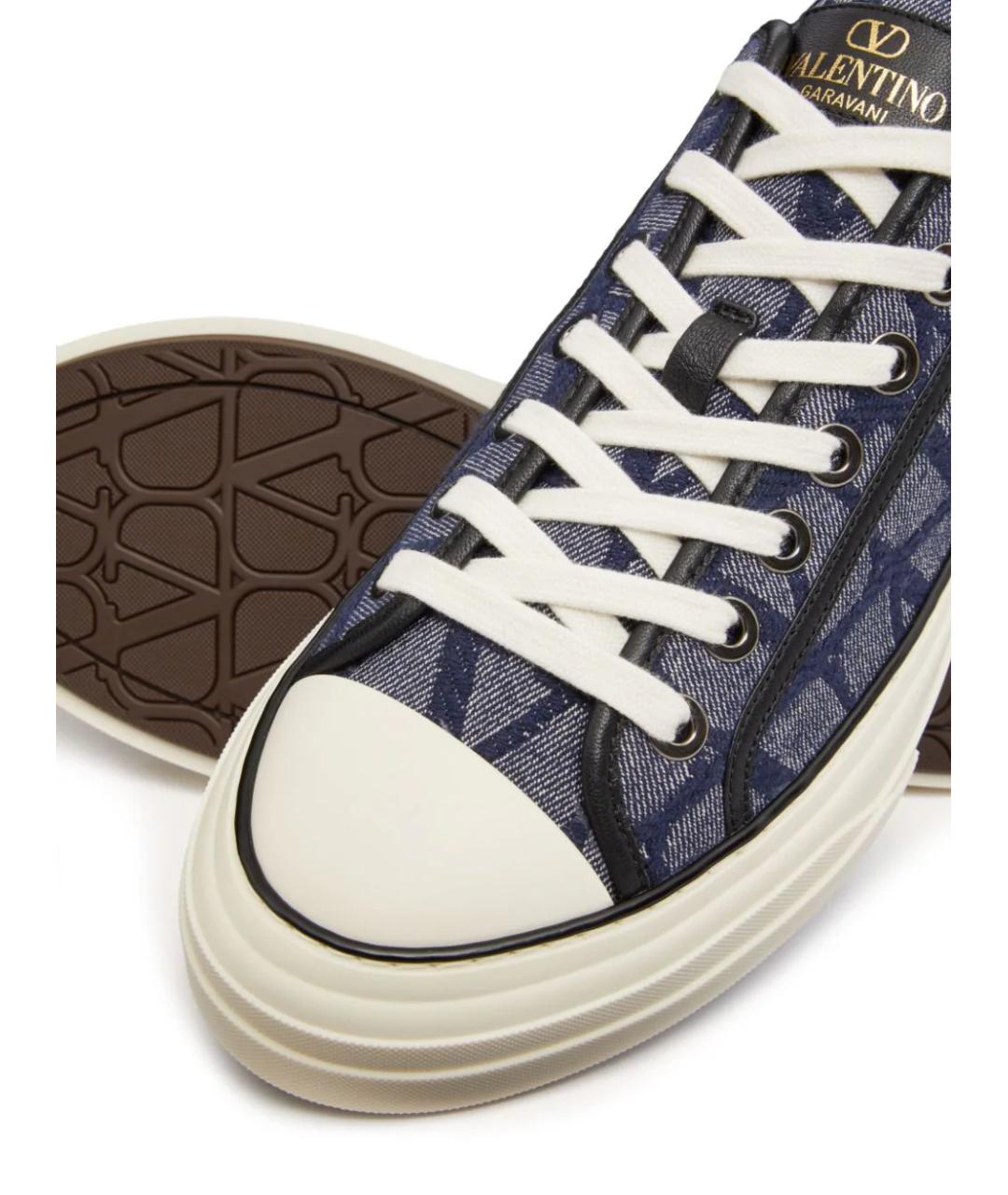 VALENTINO Синие текстильные низкие кроссовки / кеды, фото 5
