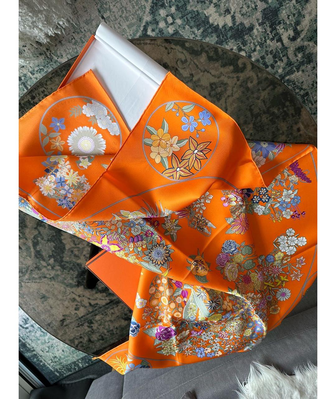 HERMES PRE-OWNED Оранжевый шелковый платок, фото 7