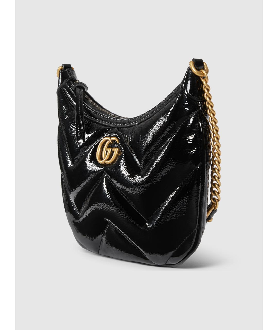 GUCCI Черная сумка через плечо из лакированной кожи, фото 3