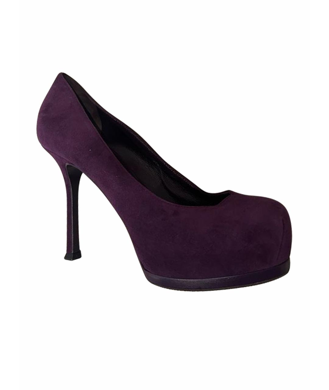 SAINT LAURENT Фиолетовые кожаные туфли, фото 1