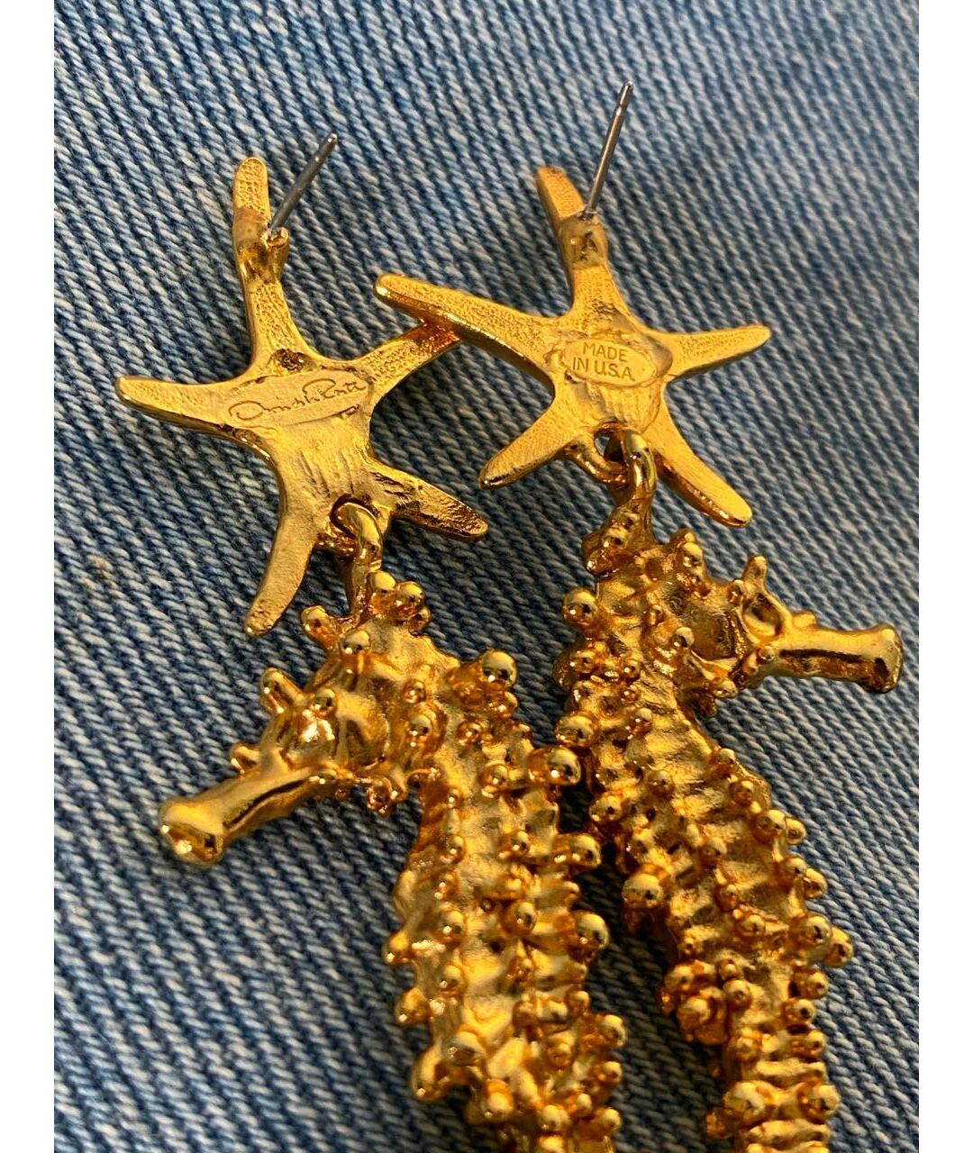 OSCAR DE LA RENTA Золотые позолоченные серьги, фото 5