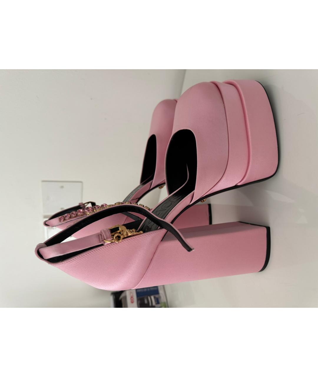 VERSACE Розовые текстильные туфли, фото 8