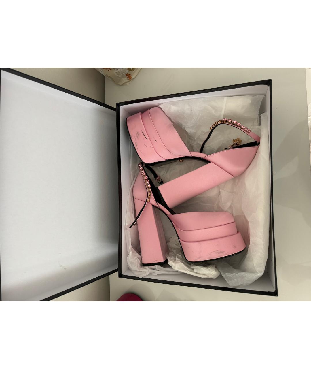 VERSACE Розовые текстильные туфли, фото 10