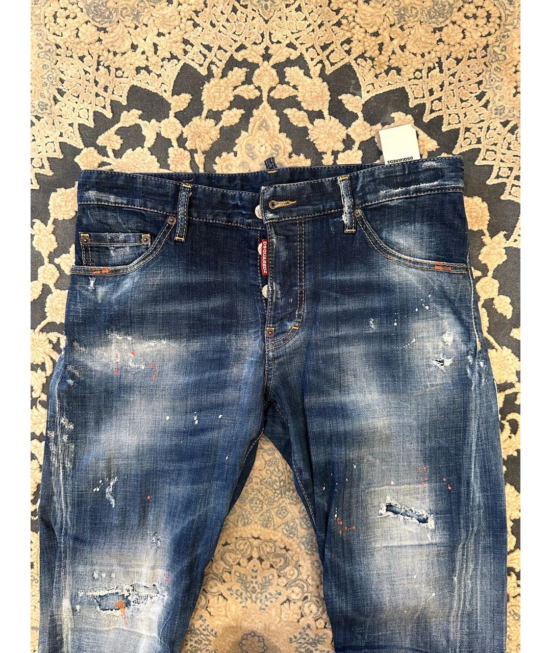 DSQUARED2 Синие хлопко-эластановые джинсы скинни, фото 3