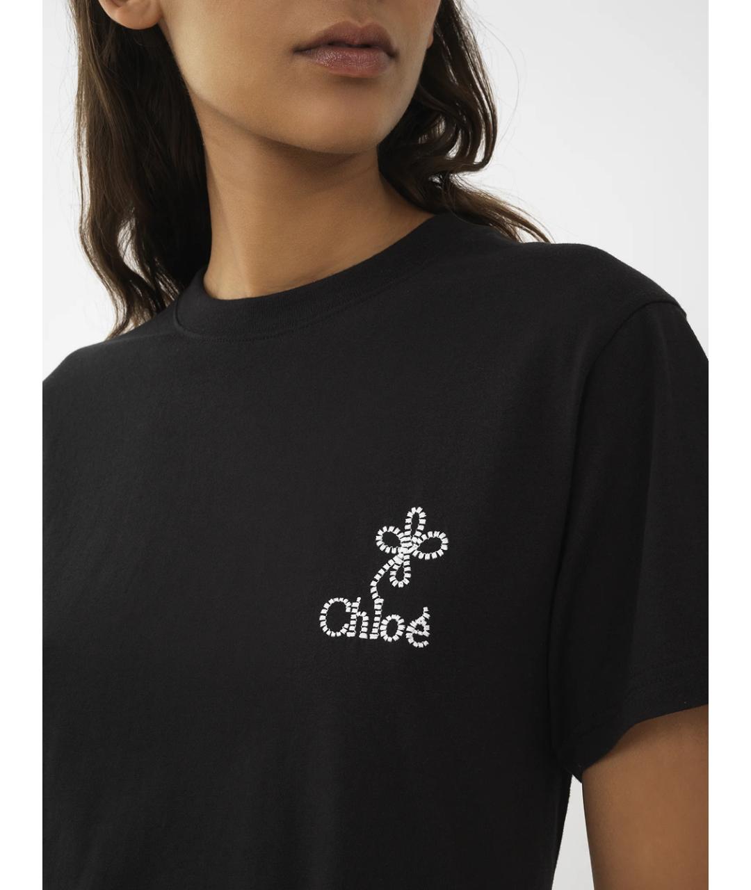 CHLOE Черная хлопковая футболка, фото 5