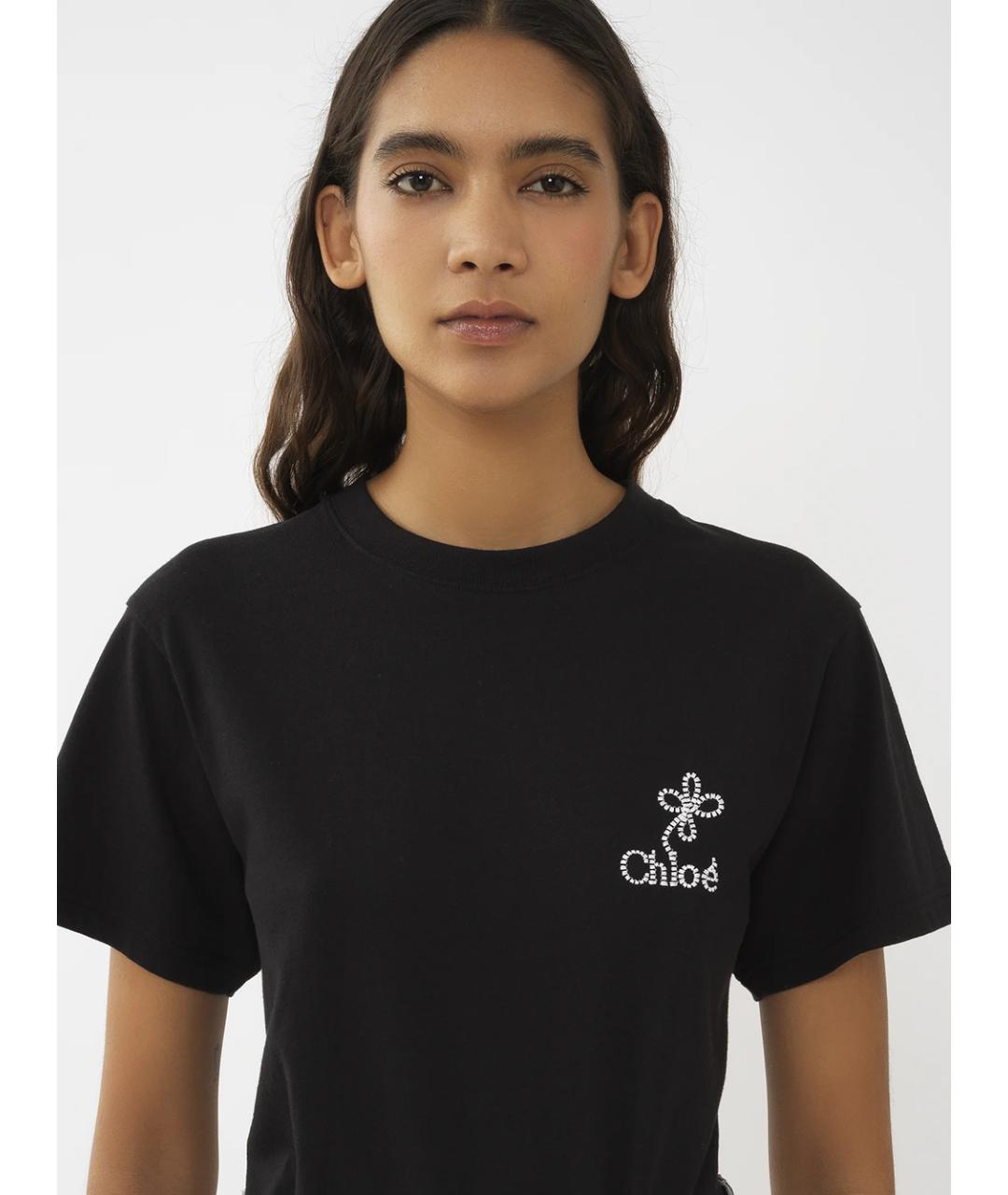 CHLOE Черная хлопковая футболка, фото 6