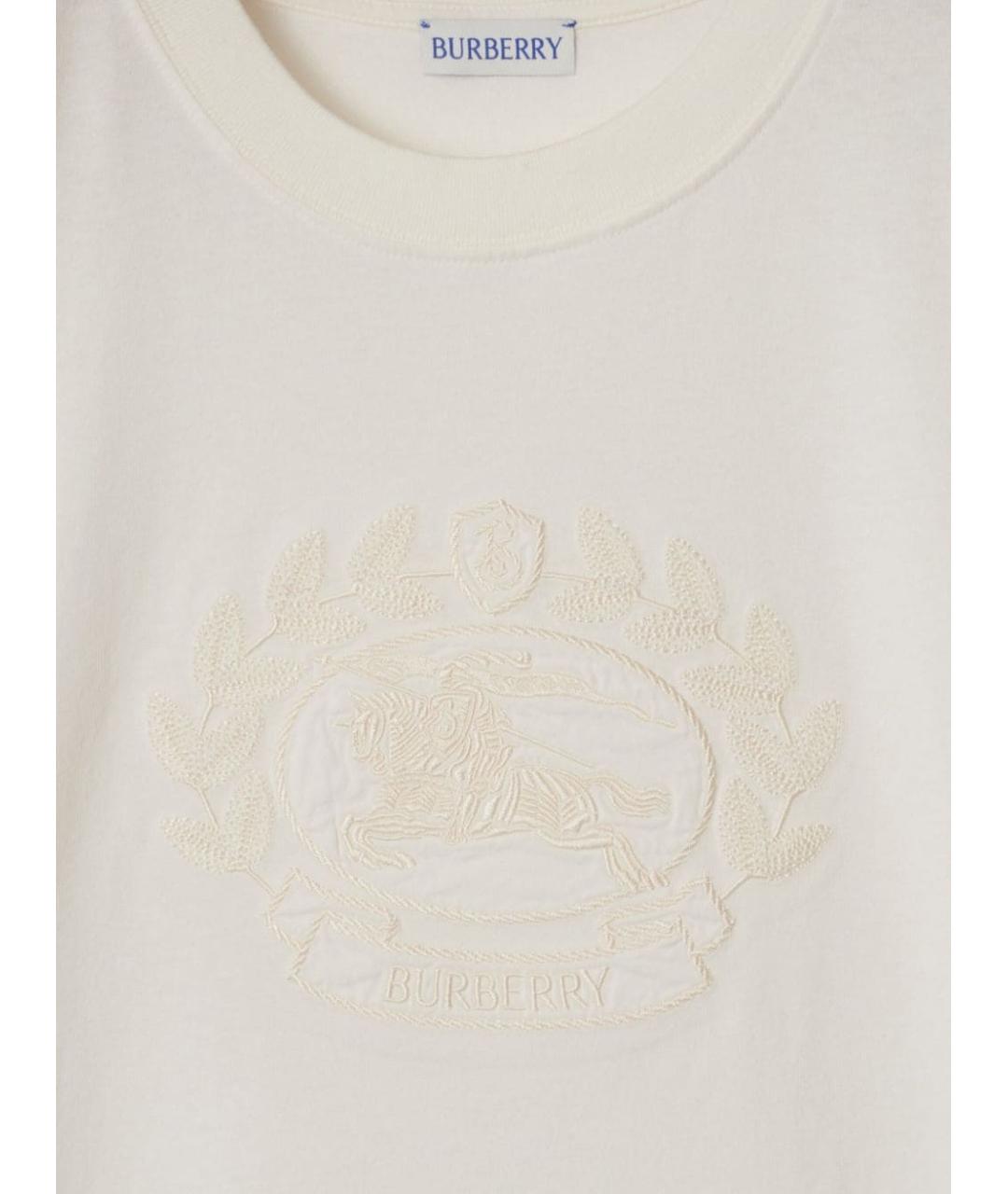 BURBERRY Белая хлопковая футболка, фото 5