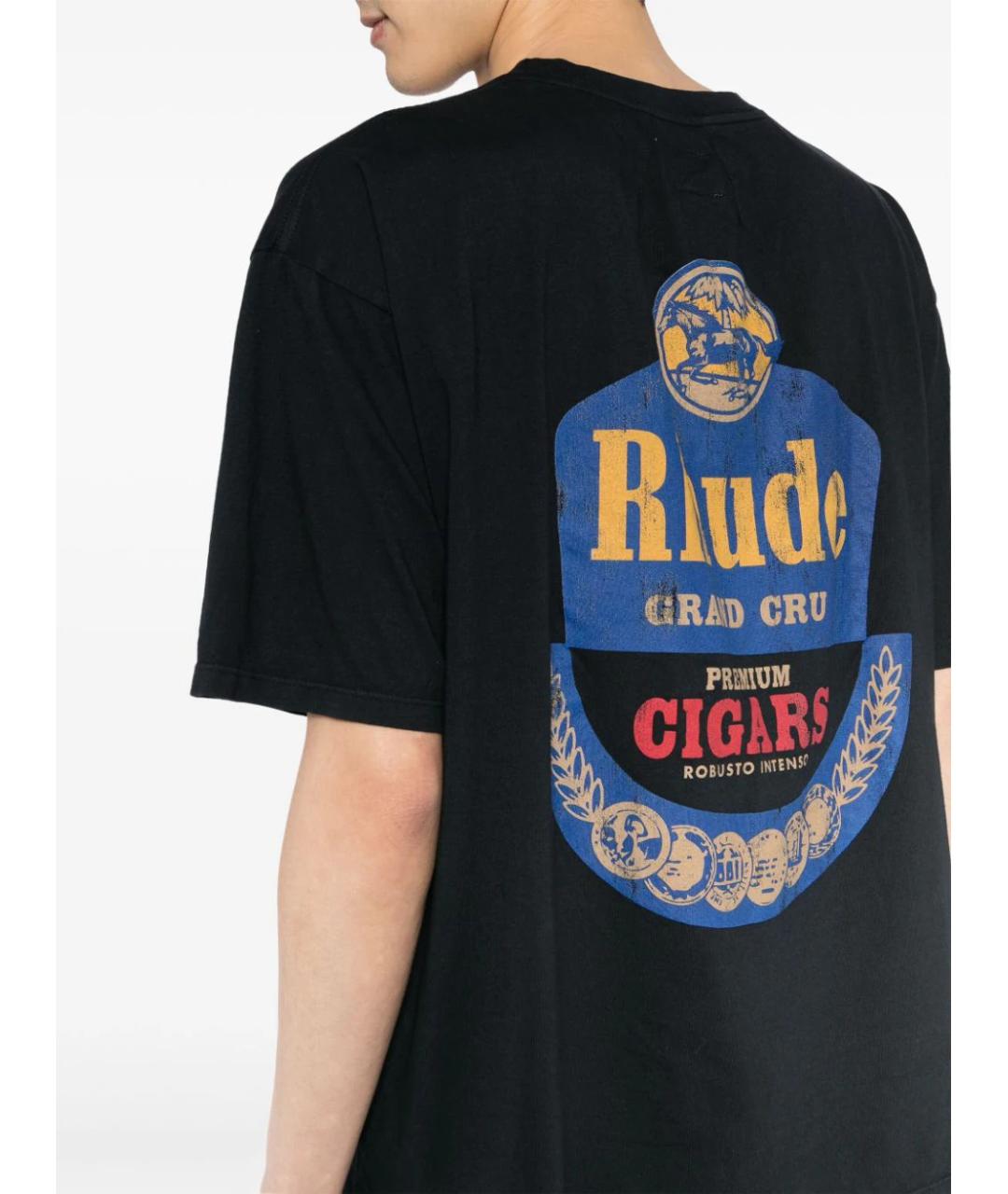 RHUDE Черная хлопковая футболка, фото 5