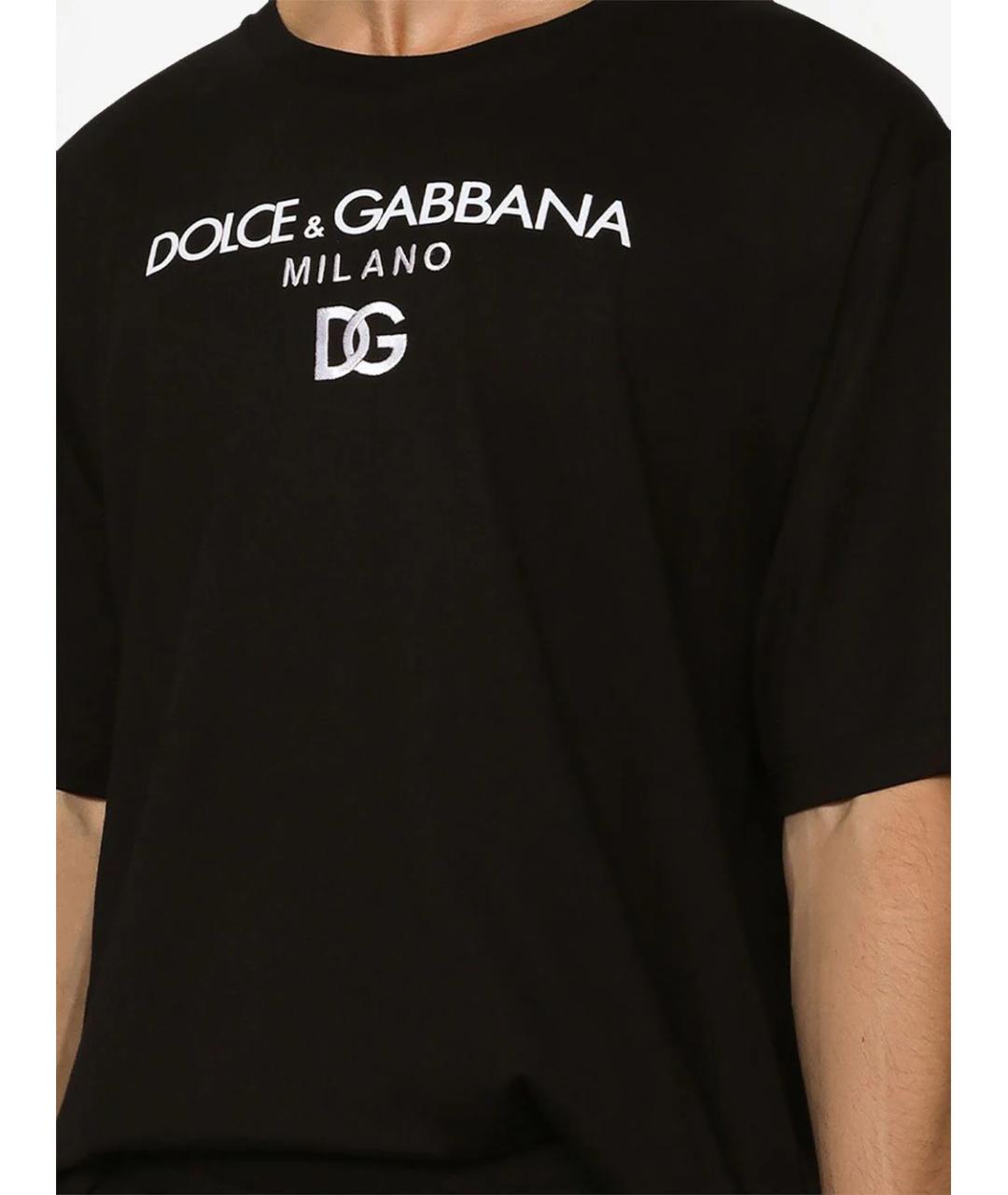 DOLCE&GABBANA Черная хлопковая футболка, фото 4