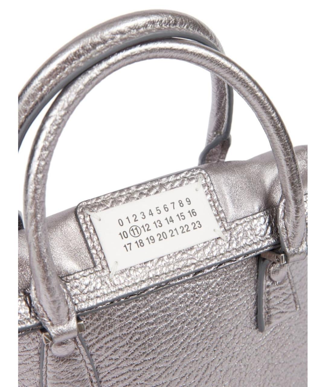 MAISON MARGIELA Серебряная кожаная сумка с короткими ручками, фото 5