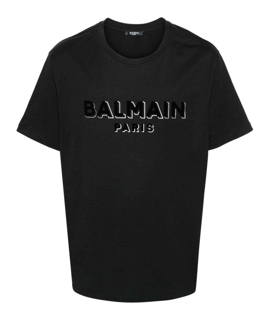 BALMAIN Черная хлопковая футболка, фото 1