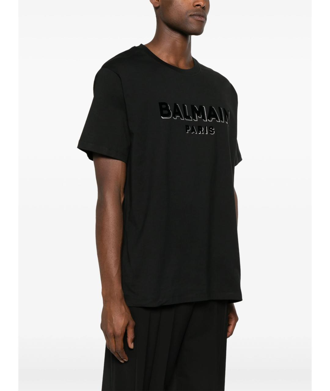 BALMAIN Черная хлопковая футболка, фото 3