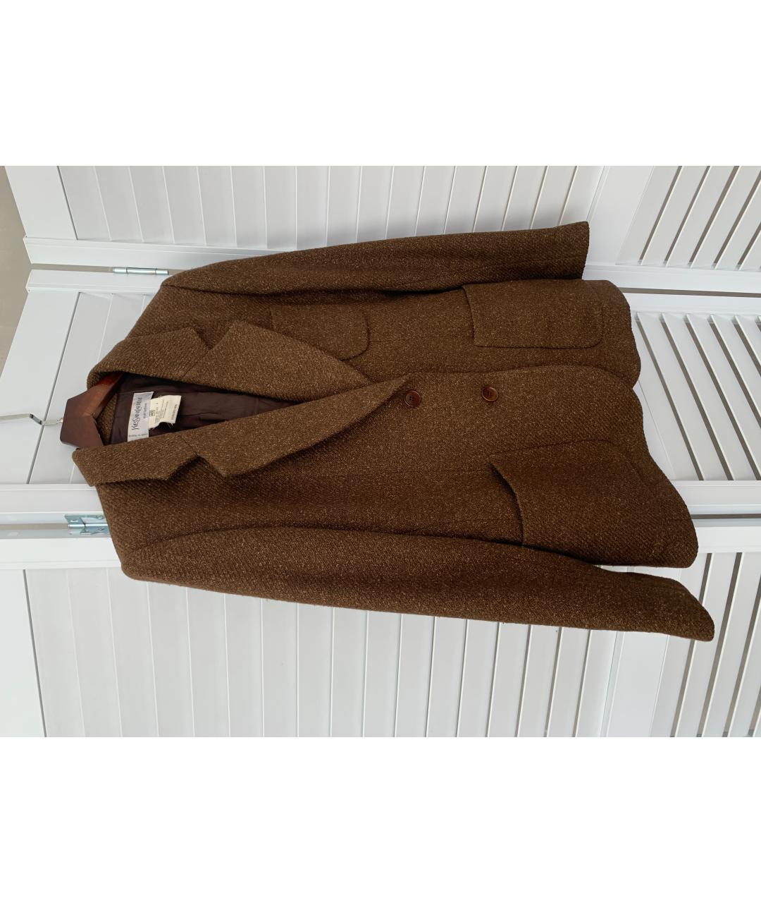 SAINT LAURENT Коричневый шерстяной жакет/пиджак, фото 5
