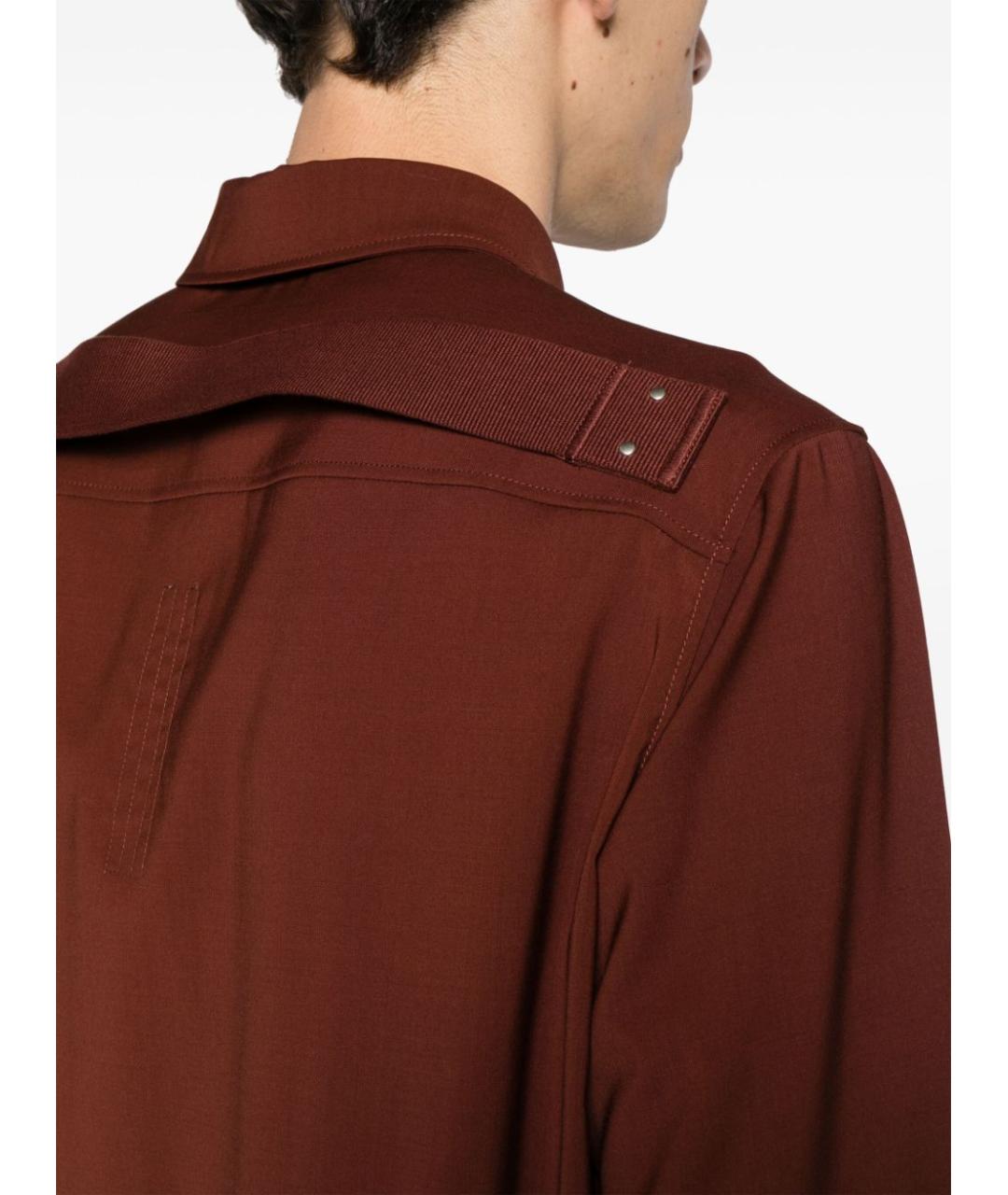 RICK OWENS Бордовая шерстяная кэжуал рубашка, фото 5