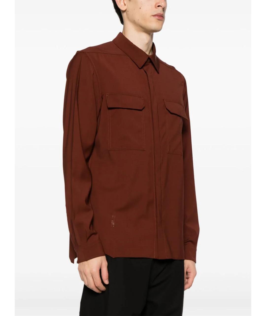RICK OWENS Бордовая шерстяная кэжуал рубашка, фото 3