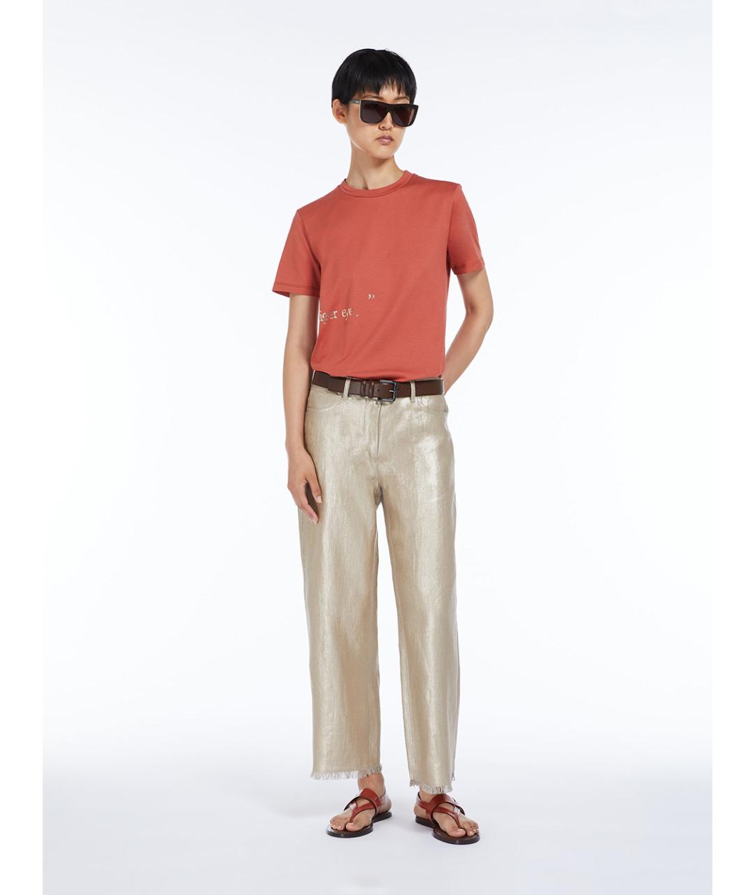'S MAX MARA Красная хлопковая футболка, фото 2
