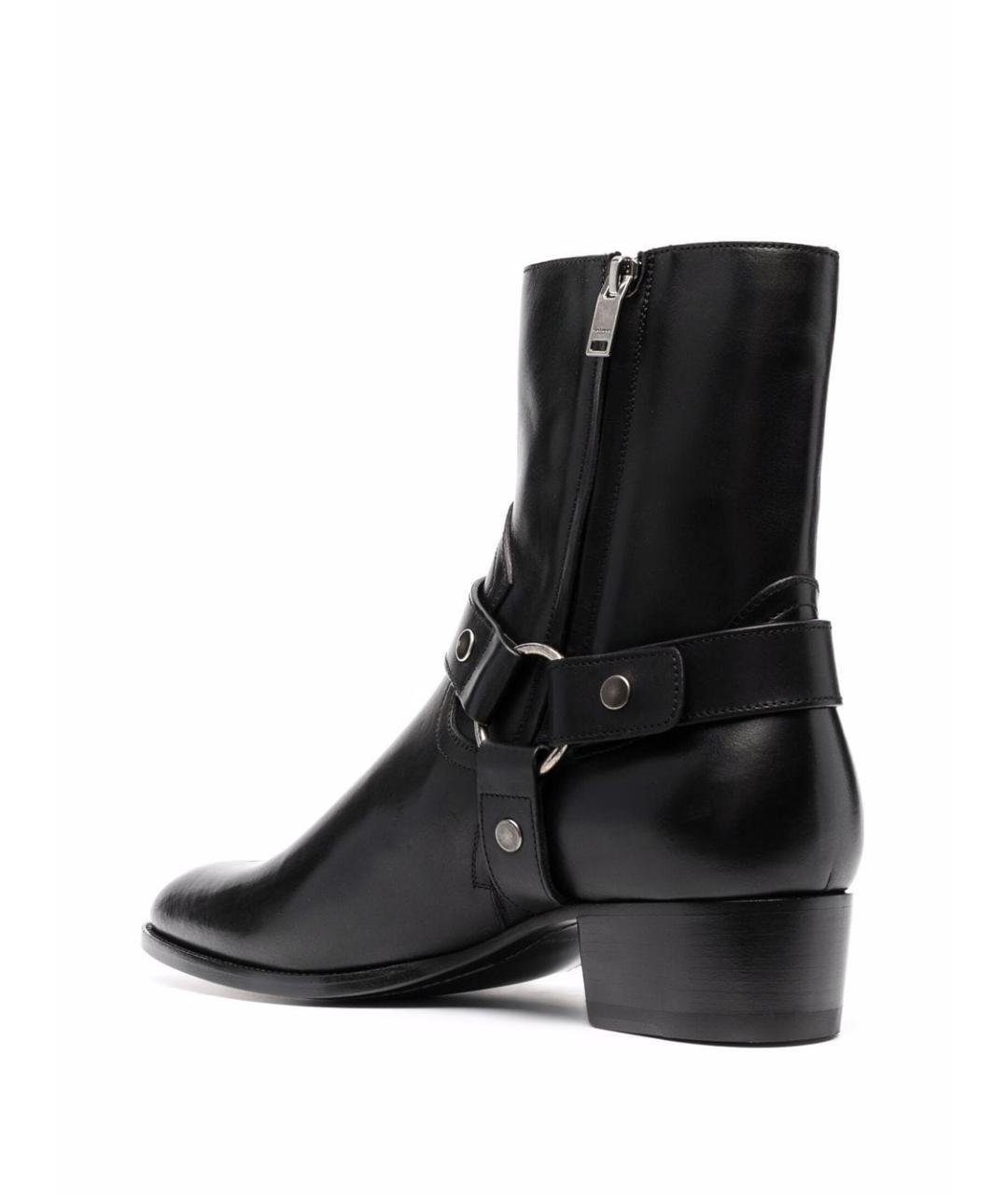 SAINT LAURENT Черные кожаные высокие ботинки, фото 3