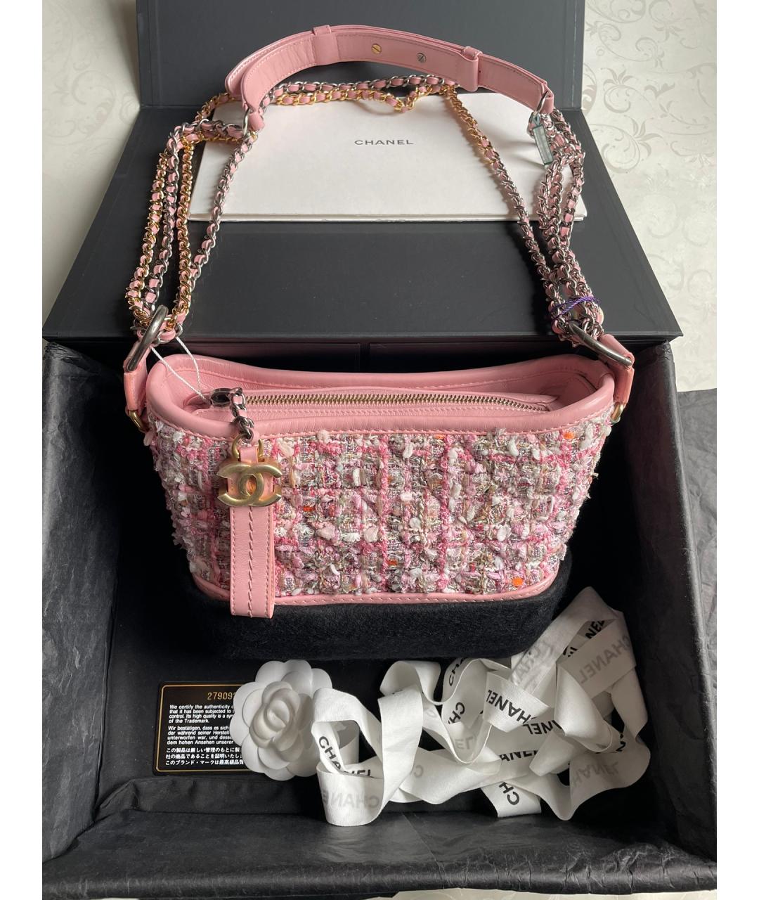 CHANEL PRE-OWNED Розовая твидовая сумка через плечо, фото 2