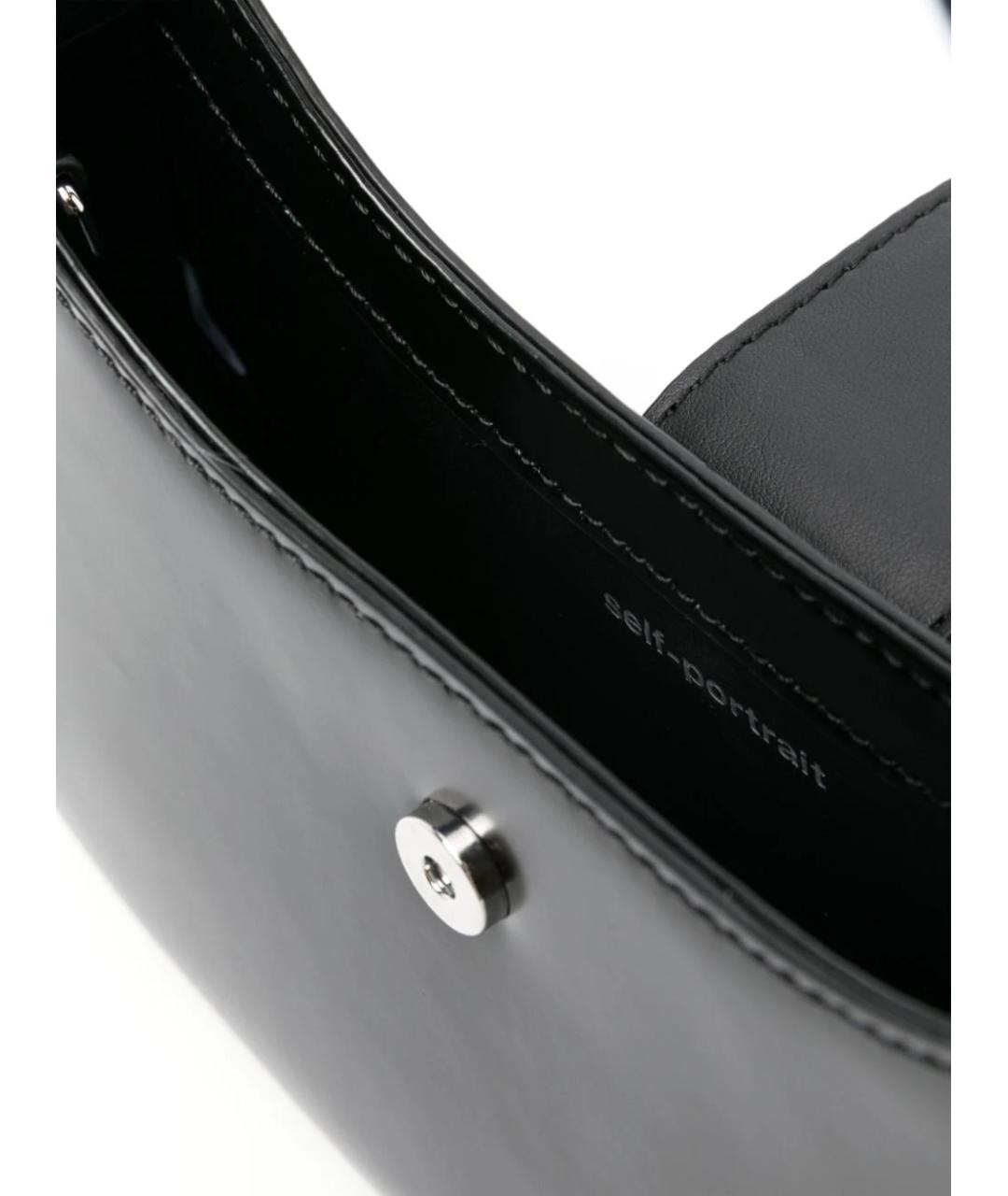 SELF-PORTRAIT Черная кожаная сумка с короткими ручками, фото 4