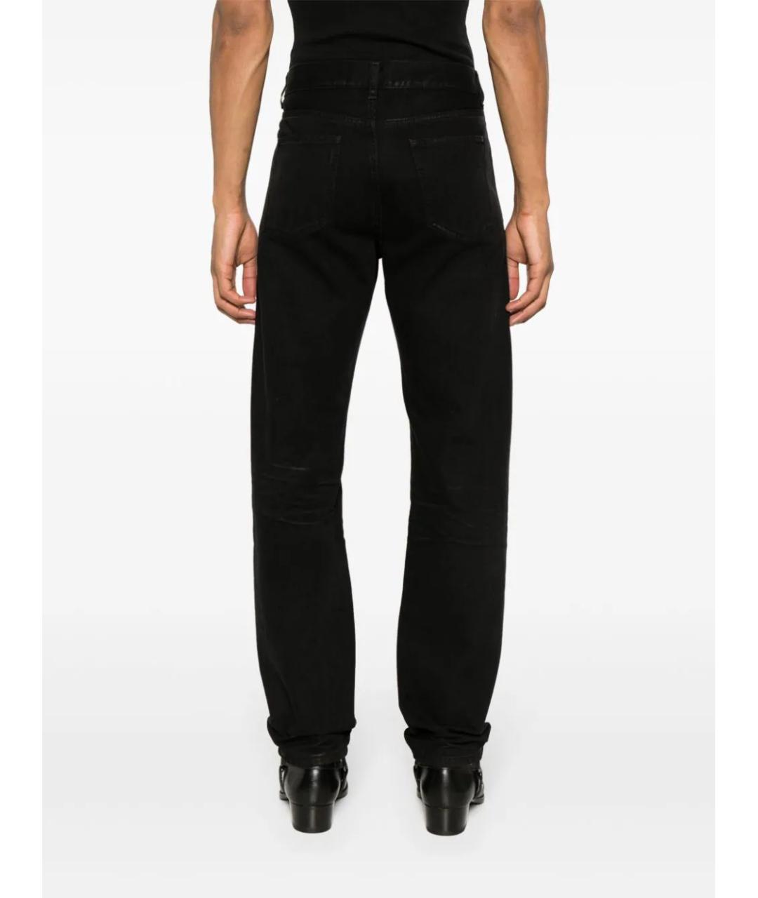 SAINT LAURENT Черные хлопковые прямые джинсы, фото 4
