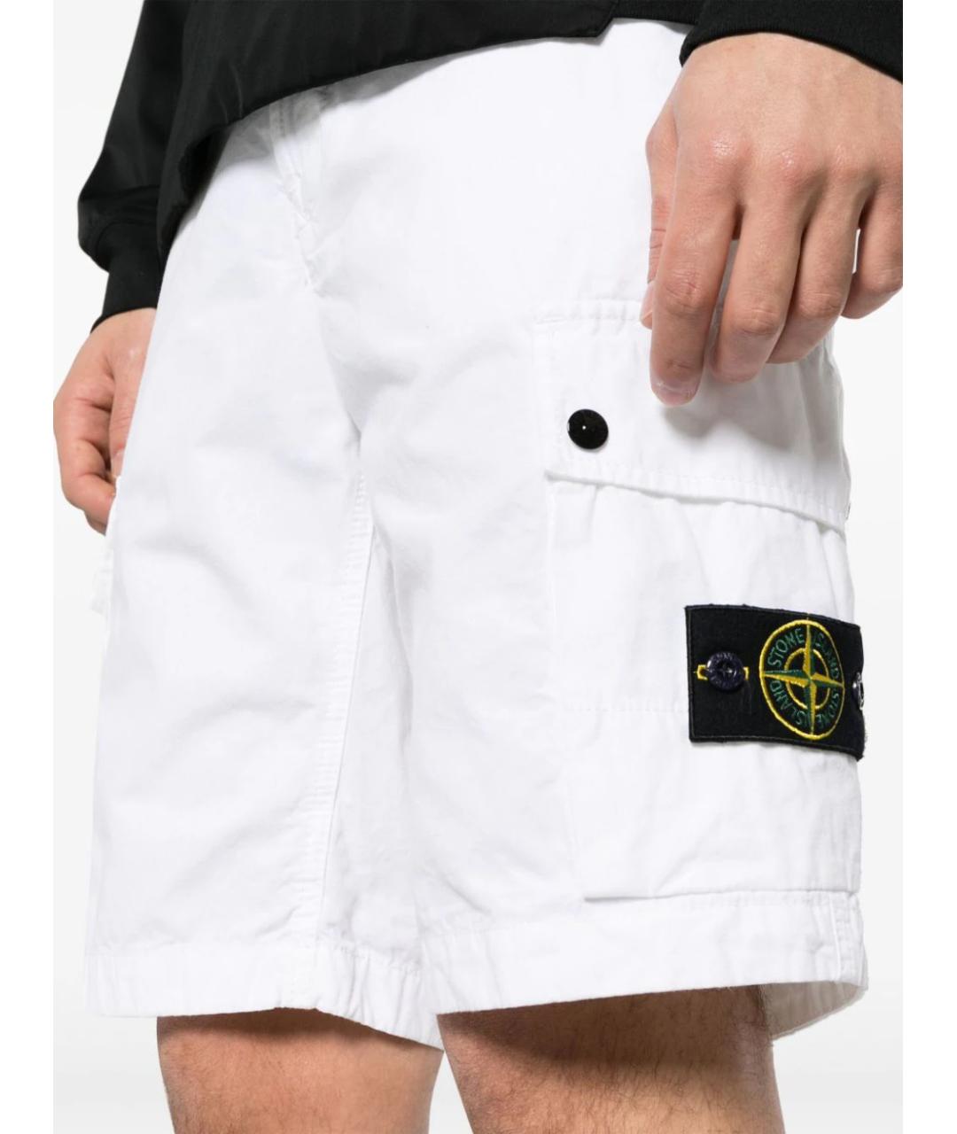 STONE ISLAND Белые хлопковые шорты, фото 5