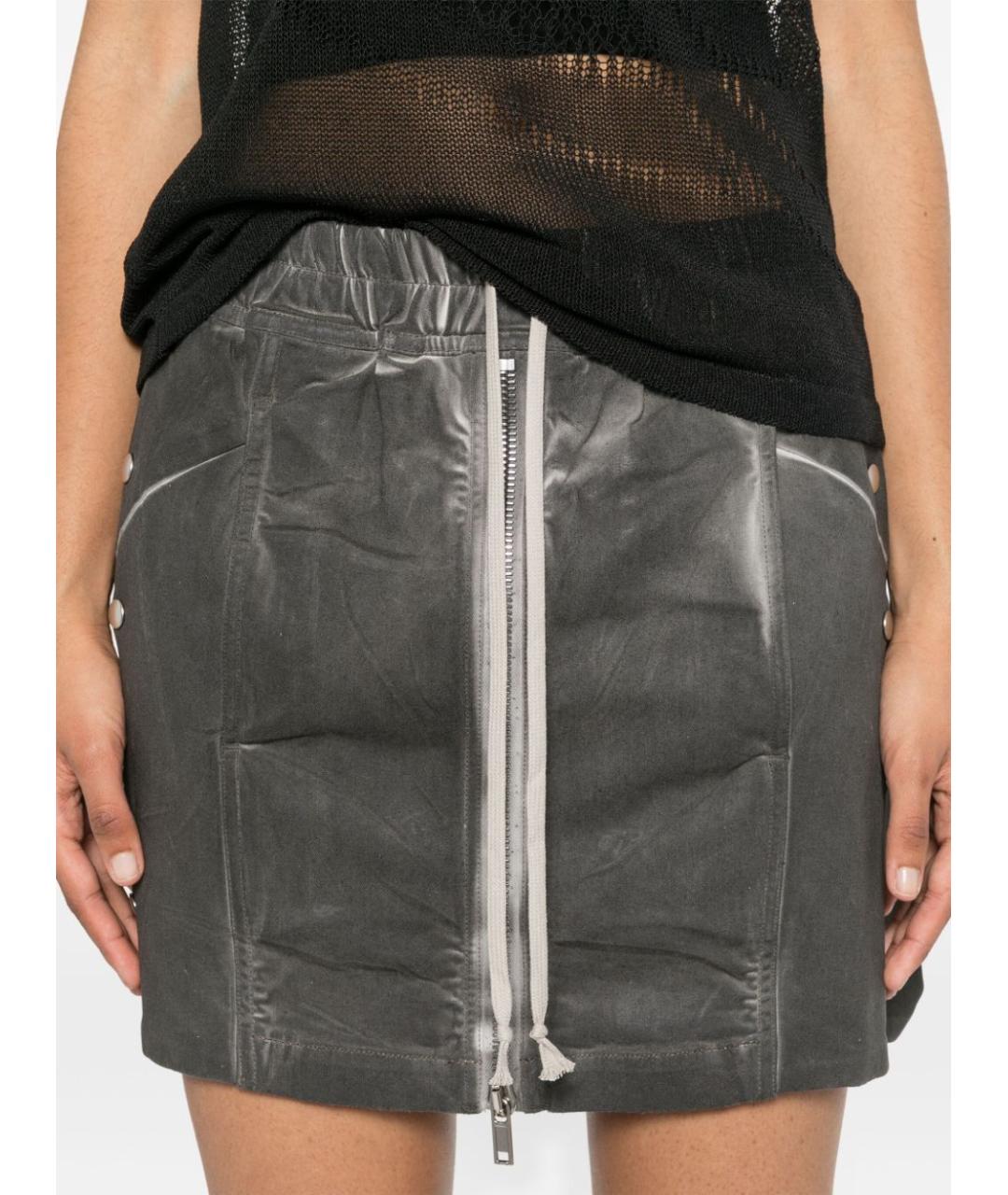 RICK OWENS DRKSHDW Антрацитовая хлопковая юбка мини, фото 5