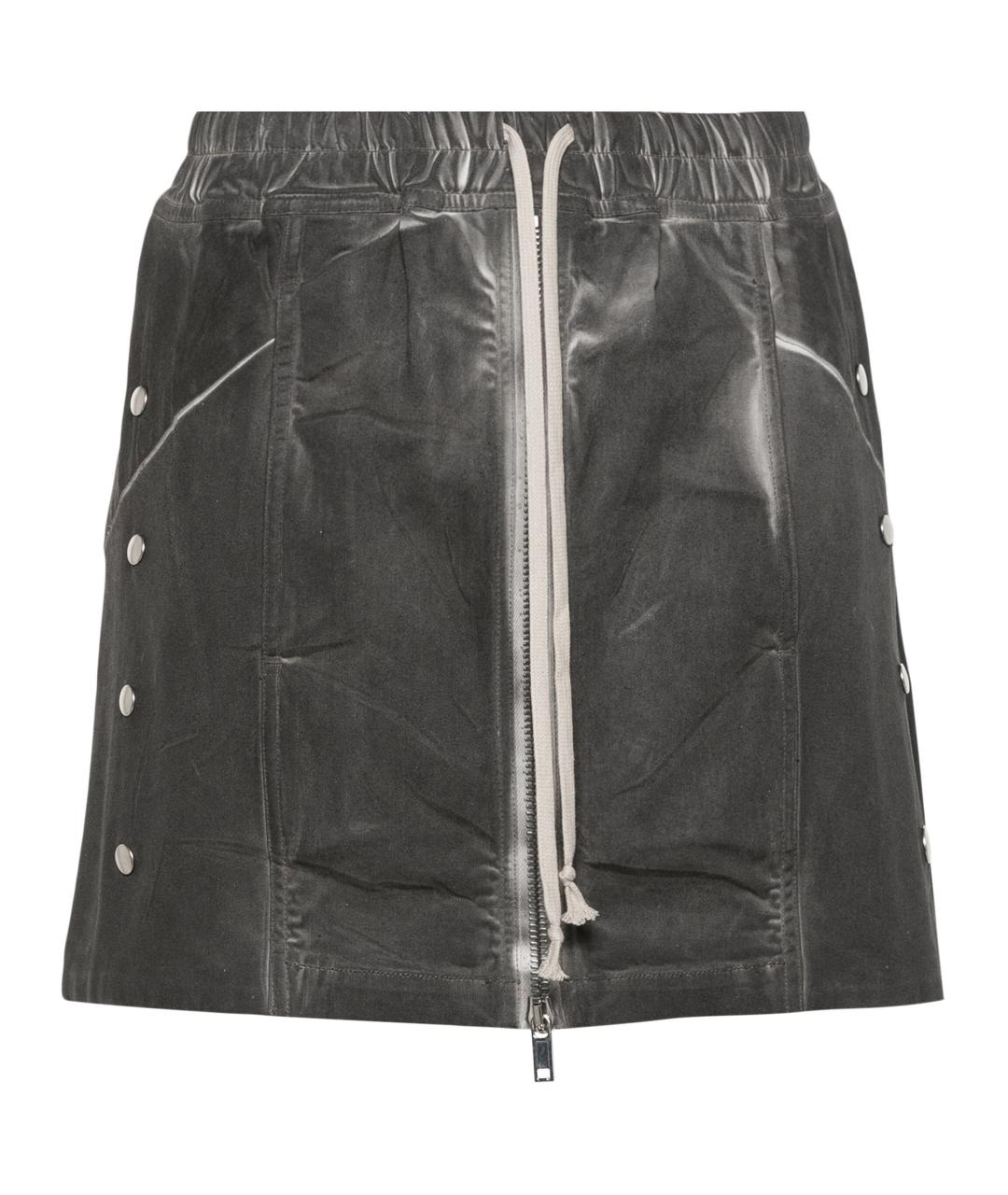 RICK OWENS DRKSHDW Антрацитовая хлопковая юбка мини, фото 1